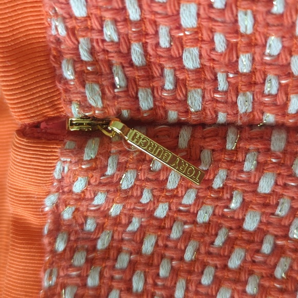 Tory Burch Orange-CreamTweed Pencil Skirt with Metallic Thread Detail - Picture 7 of 7